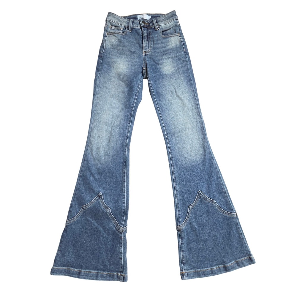 Windsor Got A Flare For It High Rise Denim Jeans 1/32 Bell Bottom Boho Western